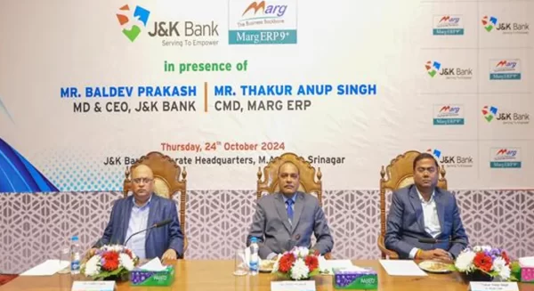 J&K Bank announces first fintech partnership with Marg ERP