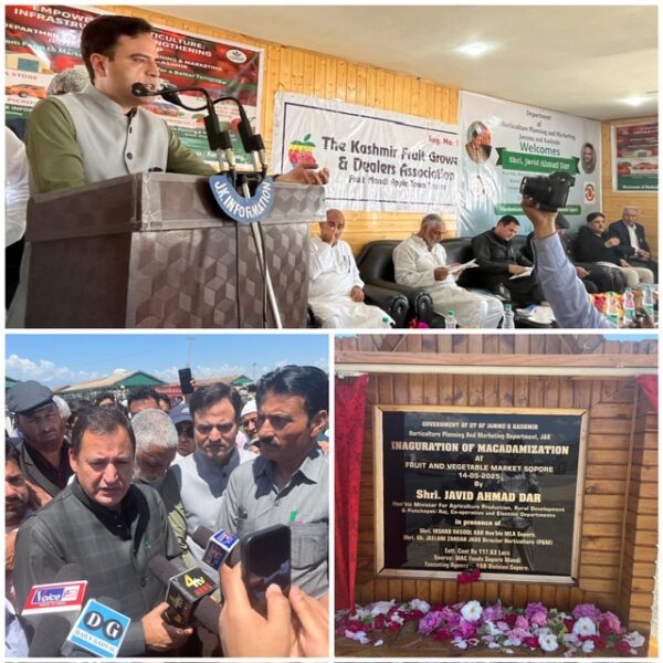 Minister Javid Ahmad Dar Inaugurates Macadamization Project at Sopore Fruit Mandi