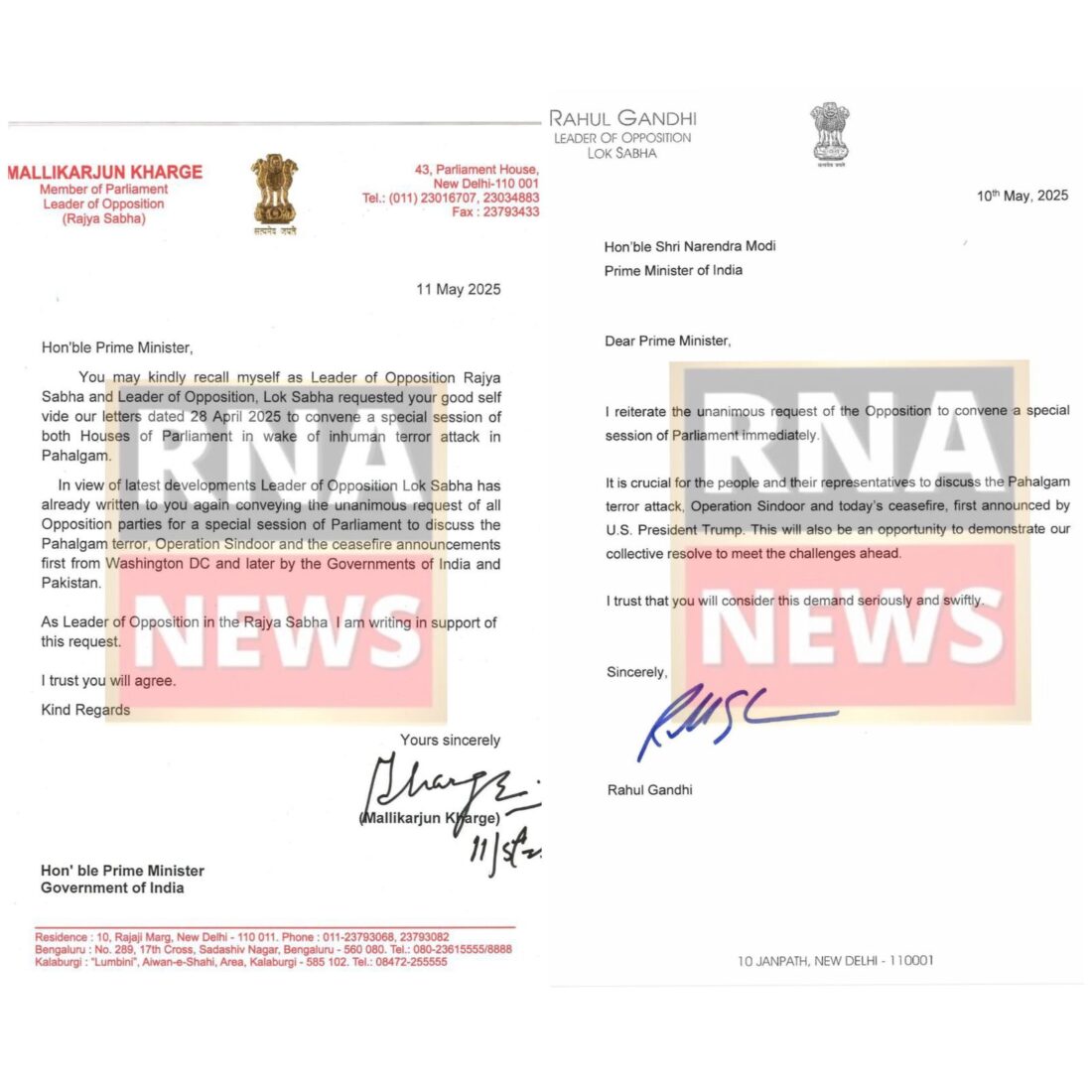 Rahul Gandhi, Kharge demand Special session of Parliment to discuss Op Sindoor and Ceasefire Rahul Gandhi, Kharge demand Special session of Parliment to discuss Op Sindoor and Ceasefire
