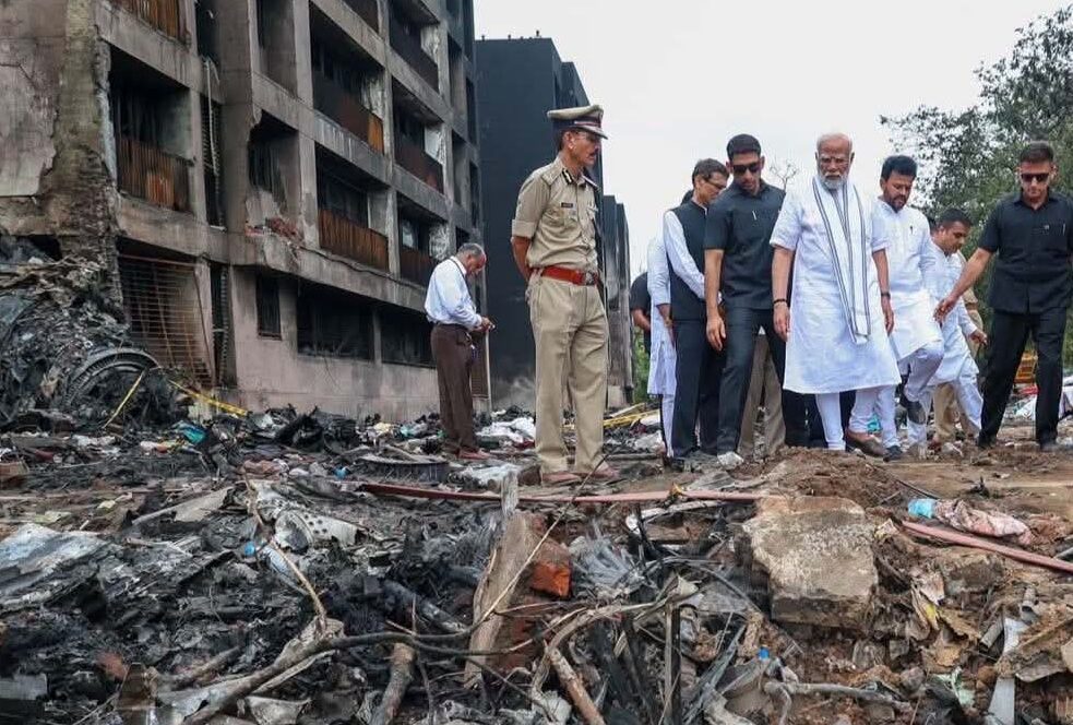 PM Modi Visits Air India Crash Site, Reviews Ground Situation.